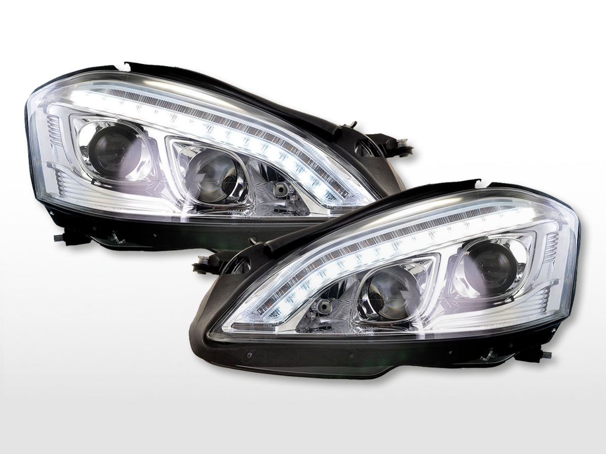 Scheinwerfer Set Xenon Daylight LED TFL-Optik Mercedes-Benz S-Klasse (221) 05-09 chrom Scheinwerfer Set Xenon Daylight LED TFL-Optik Mercedes-Benz S-Klasse (221) 05-09 chrom